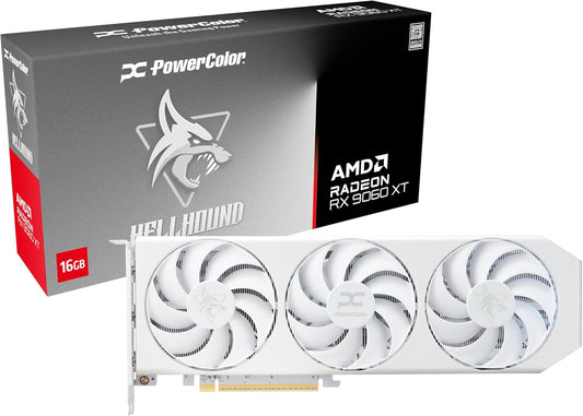 PowerColor Hellhound Spectral White AMD Radeon RX 9060 XT 16GB GDDR6 Graphics Card