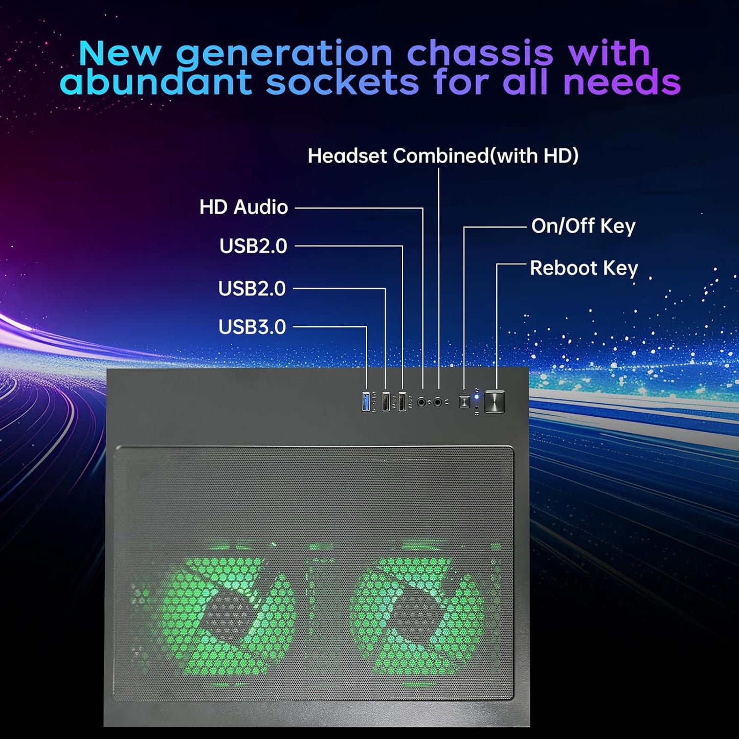 Computer Desktop PC AMD Ryzen 7 5700G Up to 4.6GHz Prebuilt PC 16G RAM DDR4 1TB M.2 SSD ARGB Fan Computer Tower